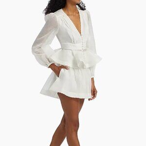Zimmermann  Dawning White Peplum set blouse & shorts size AU 2